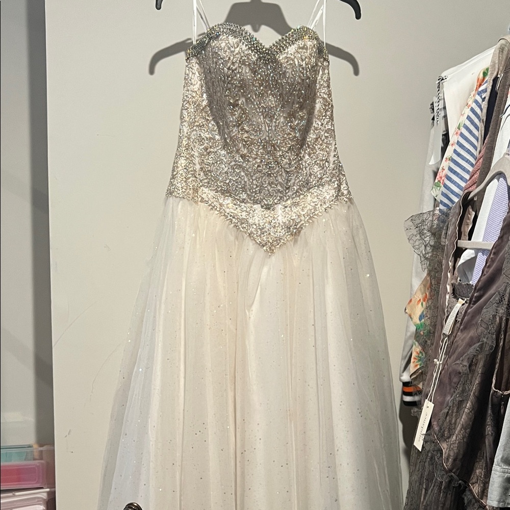 Sparkling White and Silver Formal Kids Dress
